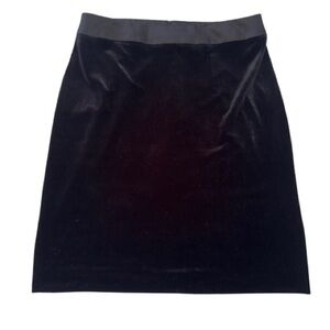 JS Collections Black Velvet Skirt Satin Waistband  10 Knee Length stretchy